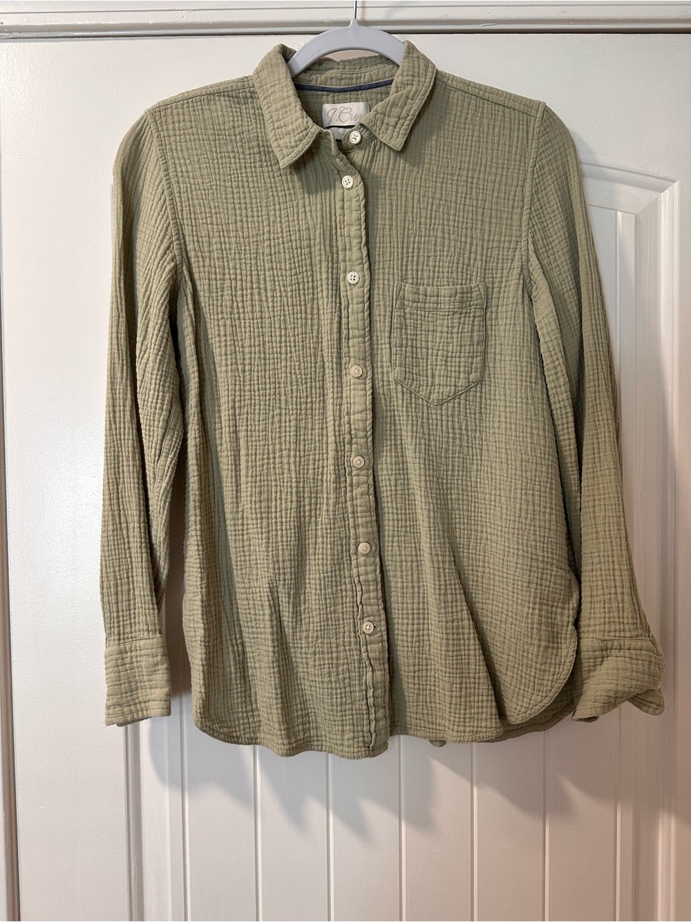 J. Crew Olive Gauze Button-Down Shirt